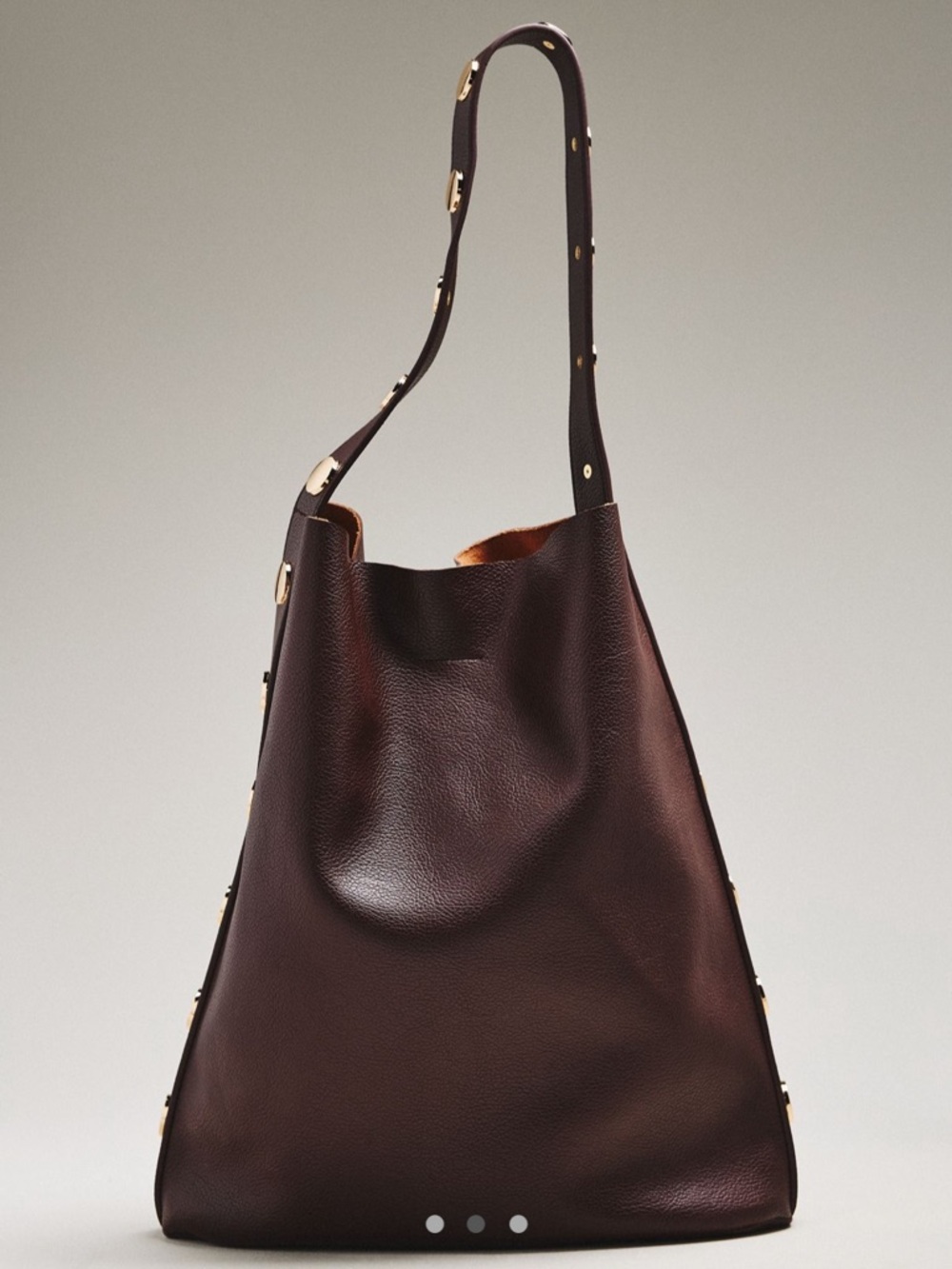 Anthropologie Studded Vegan Leather North South Shoulder Hobo Bag - Picture 2 of 8
